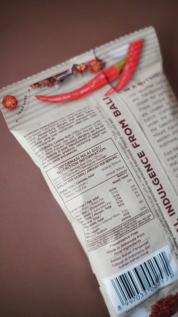 Nutrition Facts YAVA Sweet & Spicy snack indonesia snack sehat snack diet