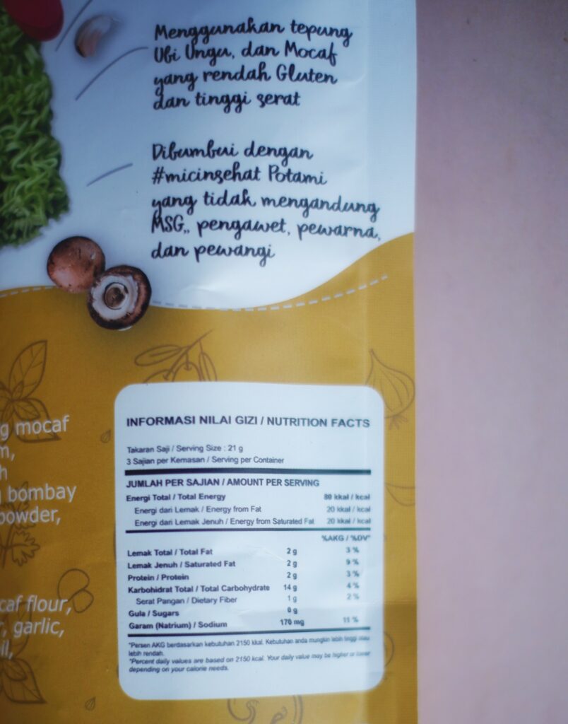 Nutrition Facts Potami Cheddar Cheese